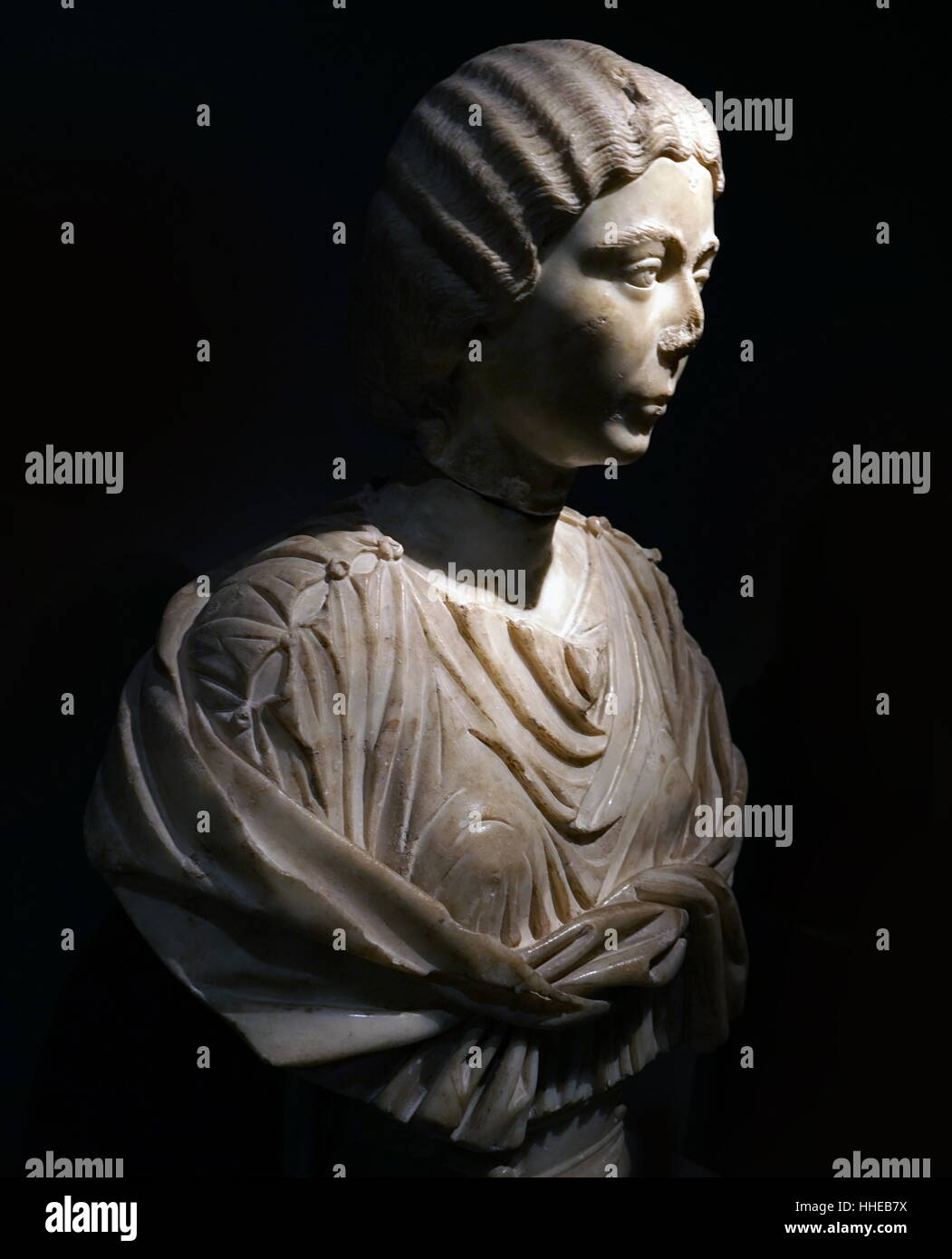 Buste en marbre romain d'une femme noble, 2e siècle ap. Banque D'Images