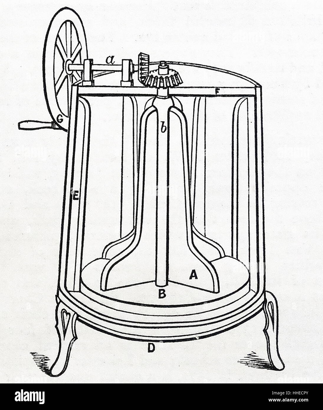 L 'Accueil' lave-glace par MM. Taylor & Wilson de Accrington. Il s'agissait d'un bain à remous en bois tenues ensemble par des cerceaux de fer galvanisé et équipé de quatre agitateurs (A) qui ont été exploités par la poignée. 1882 Banque D'Images