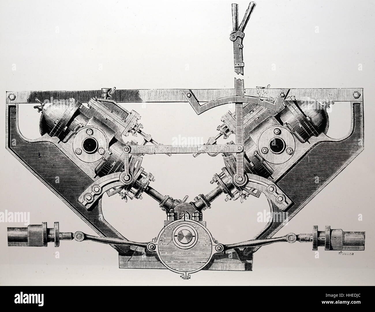 Section transversale du moteur du trois-mâts goélette 'timbale' construit par Spencer Smith. En date du 19e siècle Banque D'Images