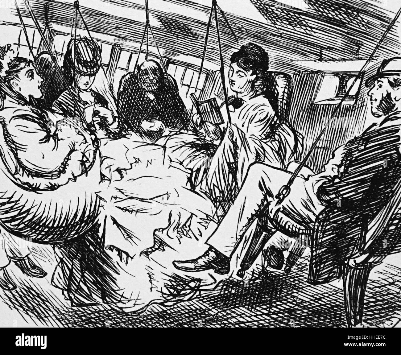 Caricature de Bessemer stabilisatrice du vapeur de la Manche. En date du 19e siècle Banque D'Images