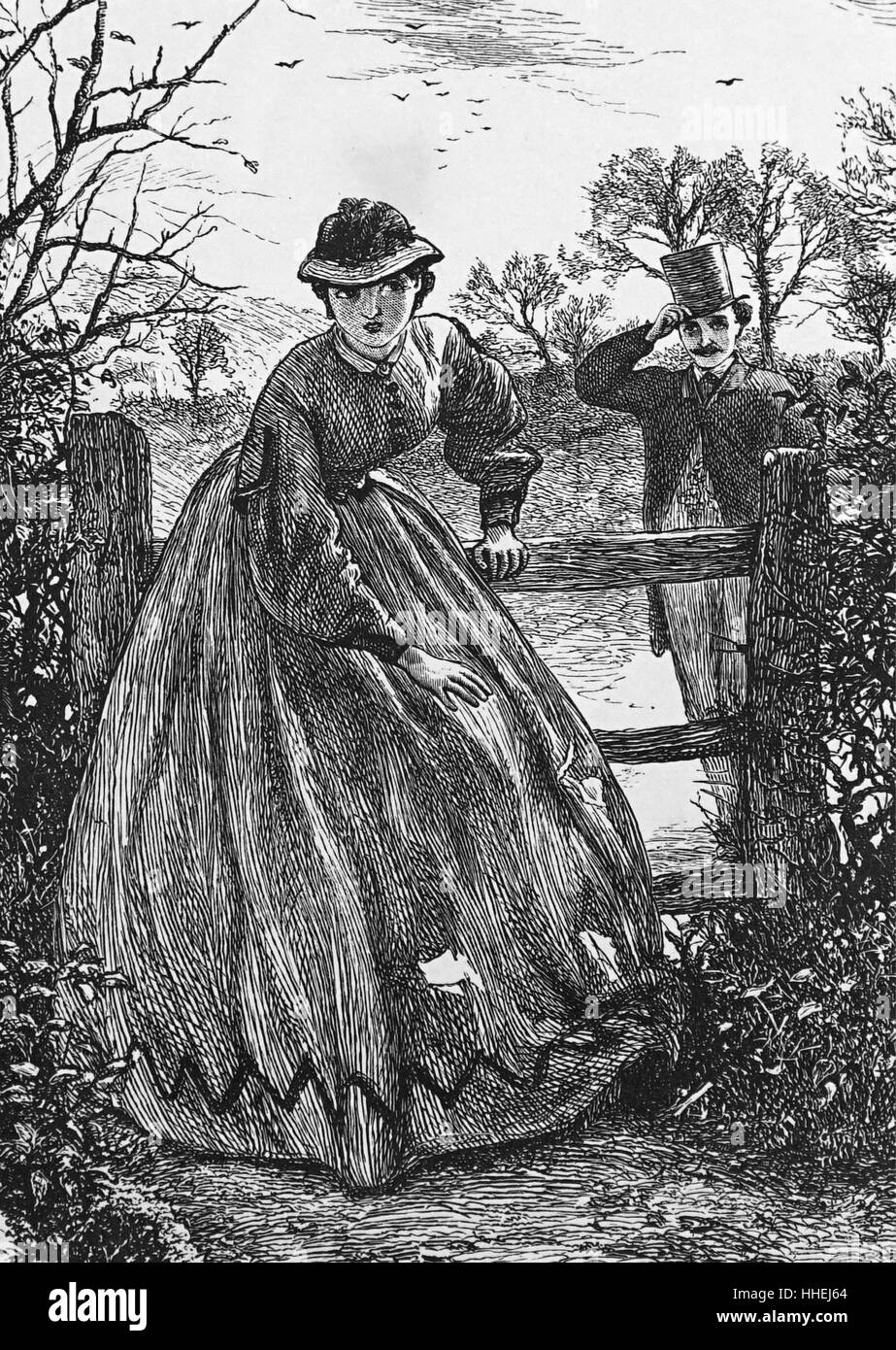 Gravure illustrant la mode typique du 19e siècle Banque D'Images