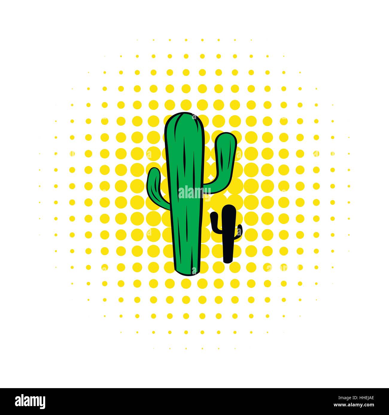 L'icône de style BD Cactus Illustration de Vecteur