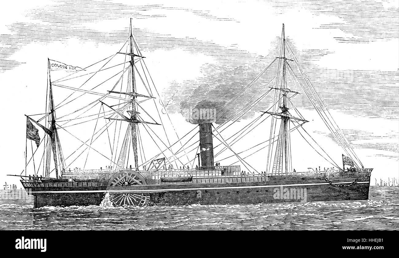 Portrait de la "vapeur à aubes l'âge d'or appartenant à la New York et Australian Steam Navigation Company. En date du 19e siècle Banque D'Images