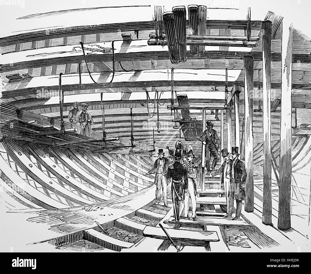 Illustration montrant l'emprise de l'Royal Albert pendant la construction. En date du 19e siècle Banque D'Images