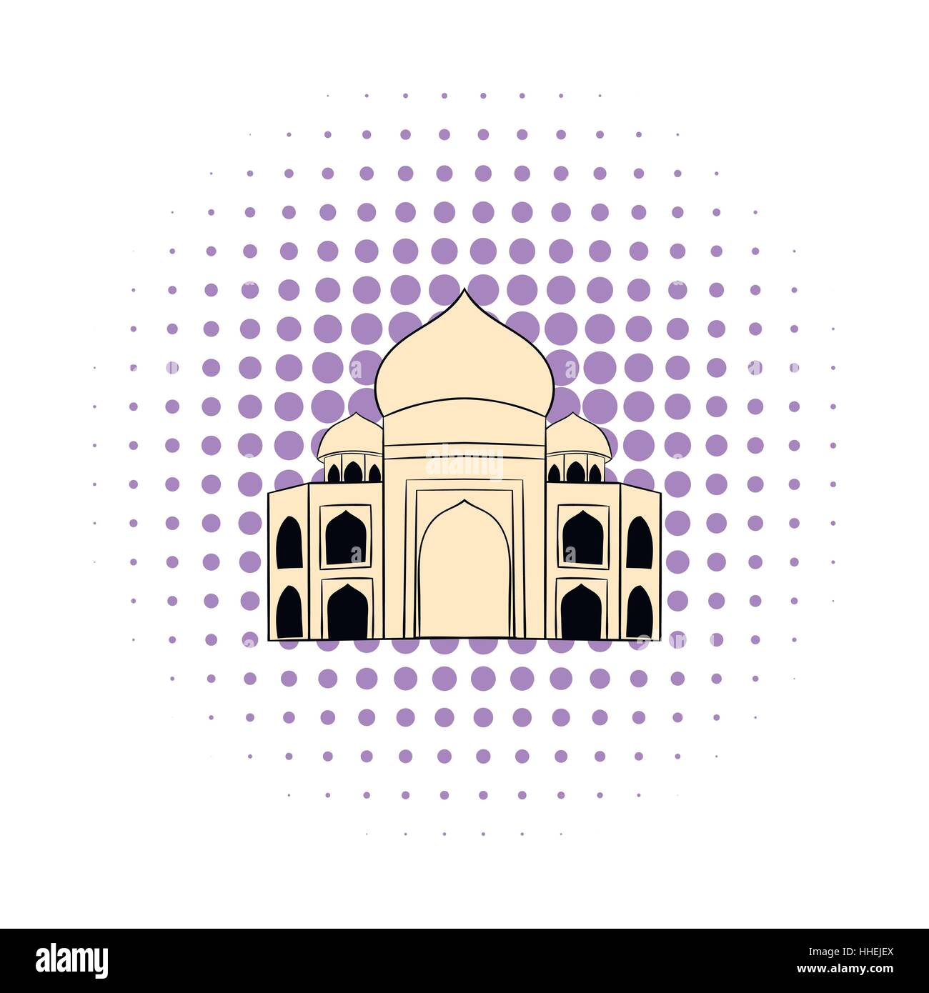 Taj Mahal, l'Inde, l'icône de style bande dessinée Illustration de Vecteur