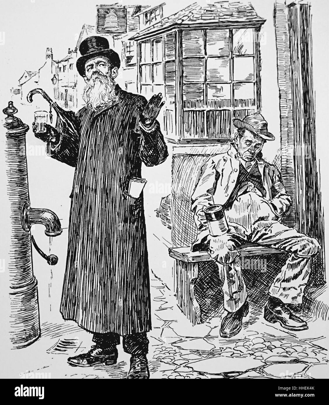 Caricature montrant sir Wilfrid Lawson, 2ème Baronet d Brayton (1829-1906) un militant de tempérance et anti-impérialiste radical, homme politique français. En date du 19e siècle Banque D'Images