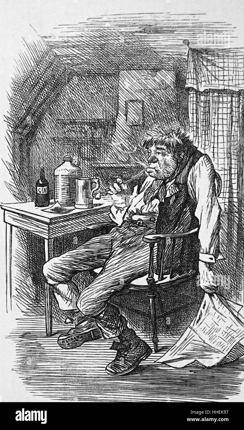 1872 caricature dépeignant un anglais ivre et stupéfait Banque D'Images