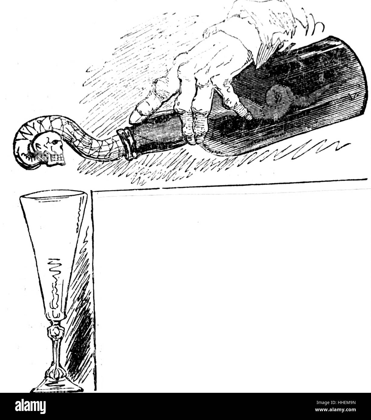 Cartoon mettant en évidence les méfaits de l'alcool. En date du 19e siècle Banque D'Images