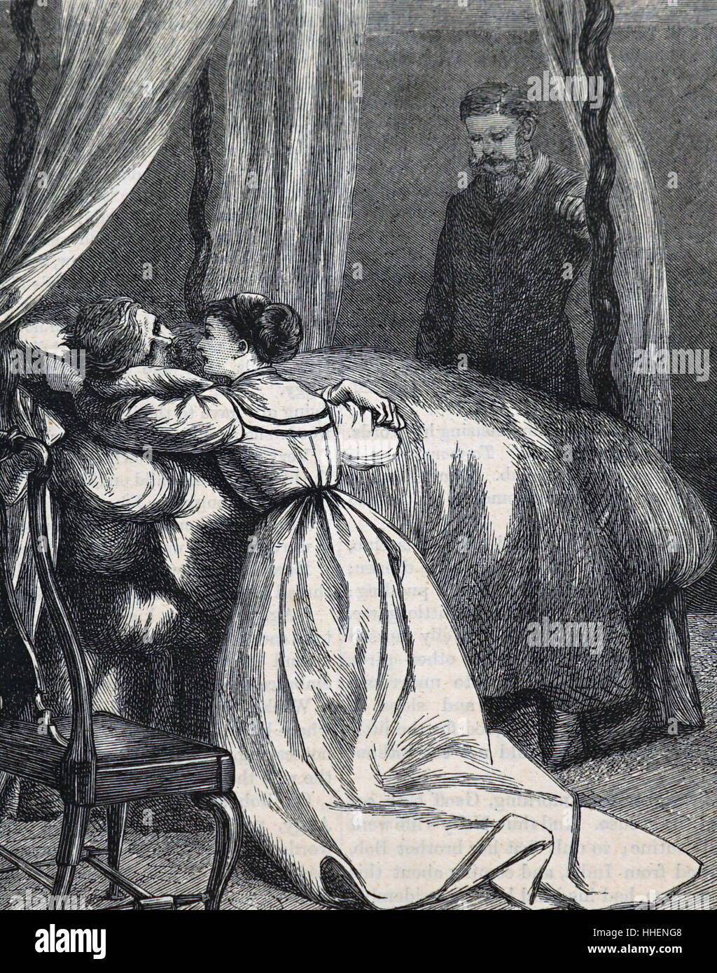 Illustration représentant une fille à son père mort. Illustré par Mary Ellen Edwards (1838-1934) un artiste anglais et prolifique d'illustrateur de livres pour enfants. En date du 19e siècle Banque D'Images