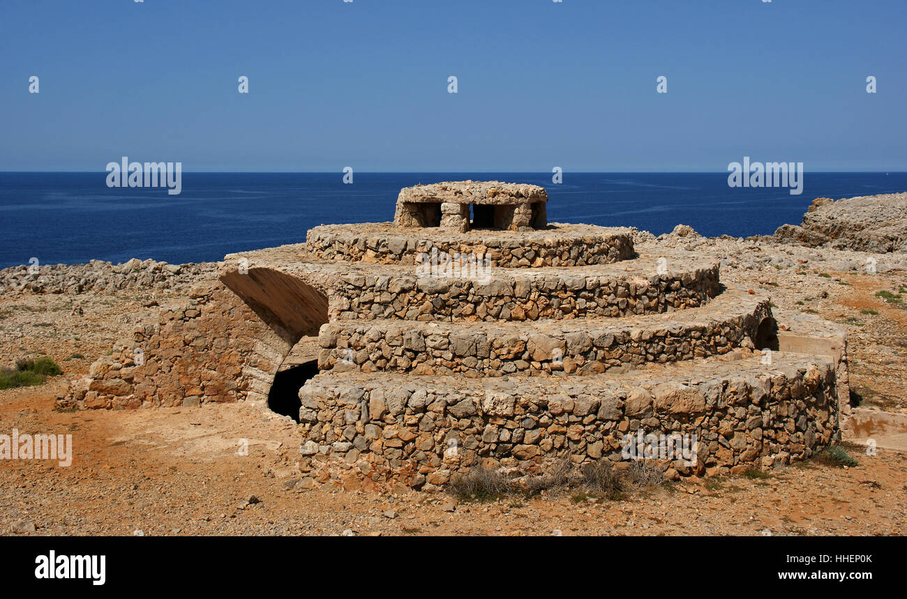 Tourisme, littoral, îles Baléares, pirogues, Minorque, bleu, tour, belle, Banque D'Images