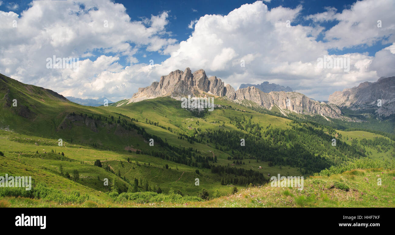Colline, montagne, pierre, dolomites, Alpes, été, summerly, europe, rock, conseil, Banque D'Images
