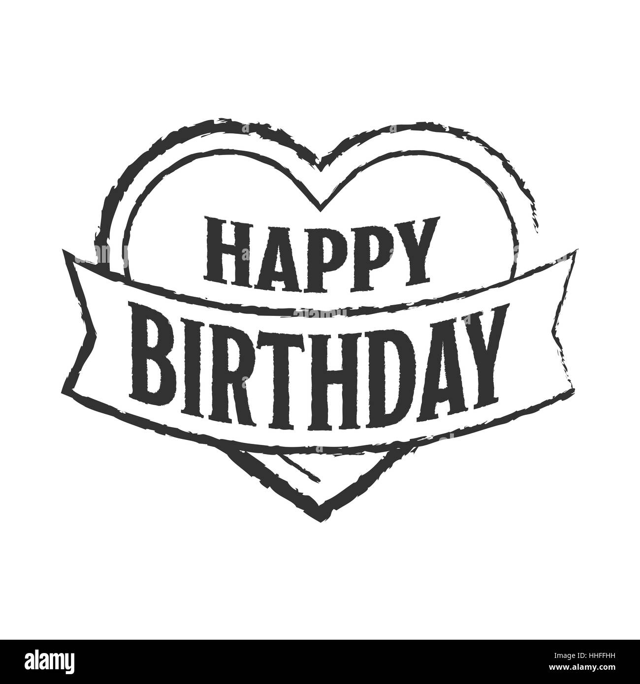 Joyeux Anniversaire Noir Badge Avec Coeur Et Ruban Image Vectorielle Stock Alamy