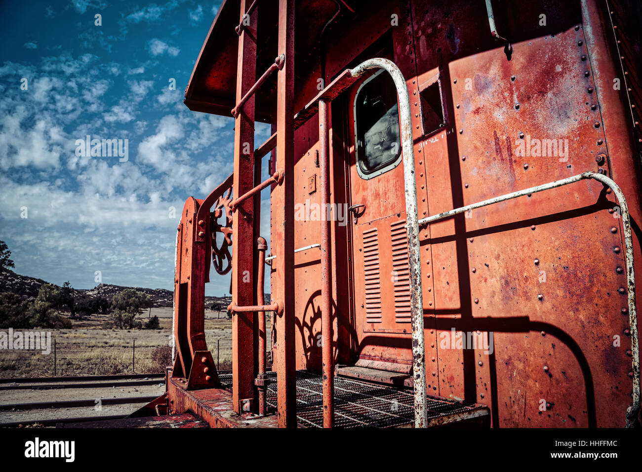 Un wagon de train dans la région de Campo, en Californie. Banque D'Images