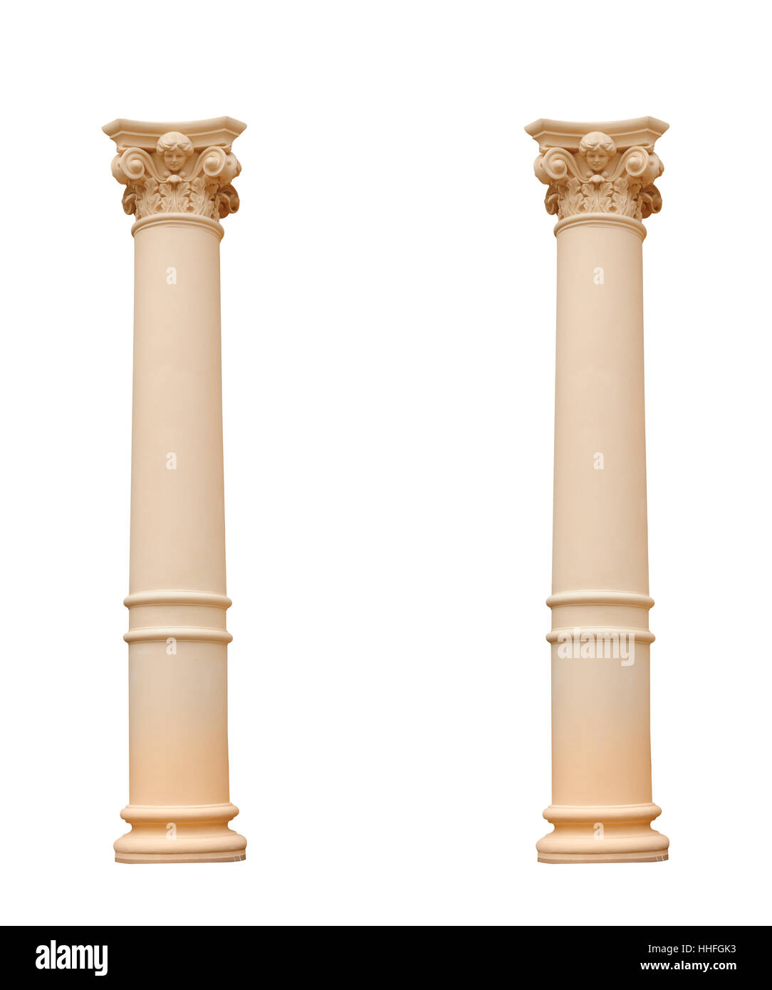 Deux colonne classique isolé sur fond blanc Banque D'Images