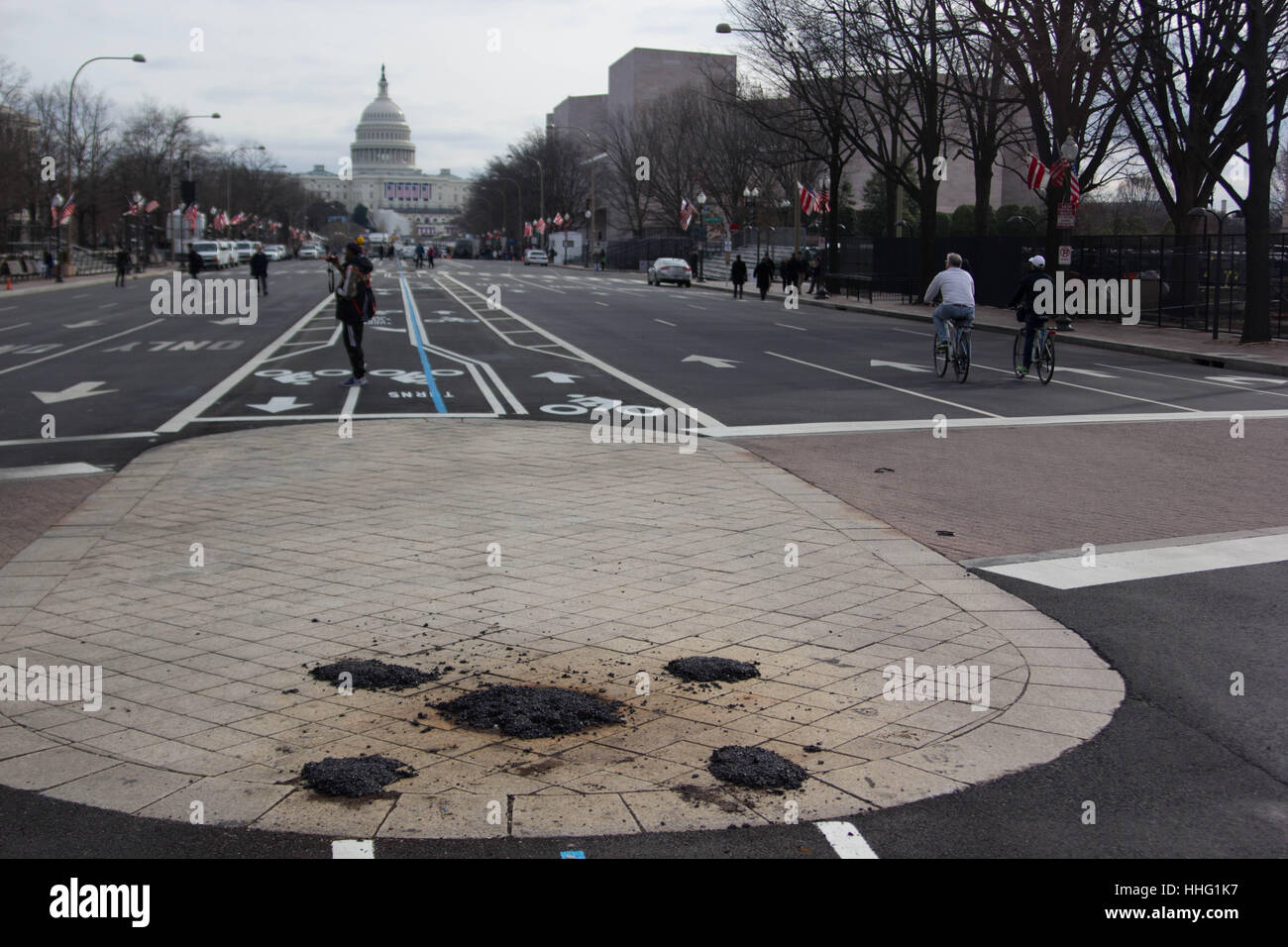 Washington DC, USA. 19 Jan, 2017. Les feux ont été retirés de la route le long de la parade inaugurale à Washington, DC, USA. Jeudi, 19 janvier 2017. Crédit : Michael Candelori/Alamy Live News Banque D'Images