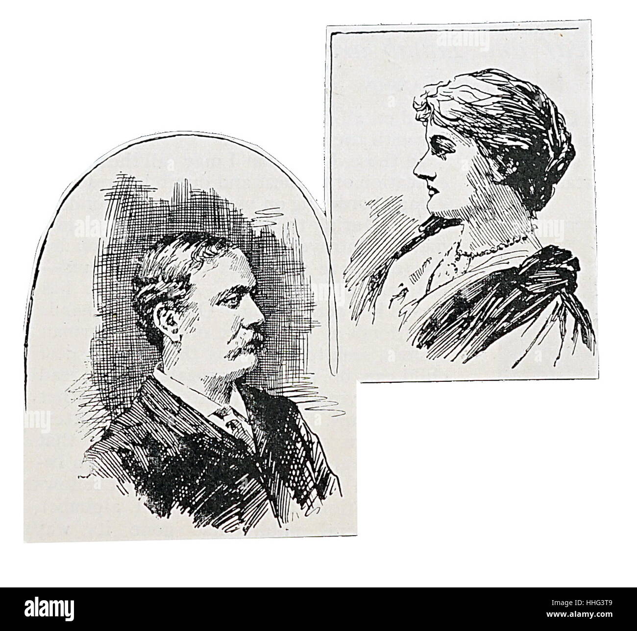 Illustré des portraits de M. et Mme Kinsey qui ont tous deux travaillé à aider les sourds-muets. En date du 19e siècle Banque D'Images
