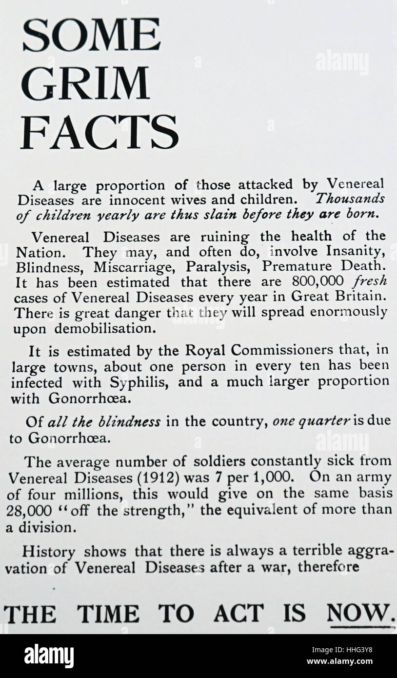 Extrait d'une brochure publiée par le Conseil national de lutte contre les maladies vénériennes. En date du 20e siècle Banque D'Images