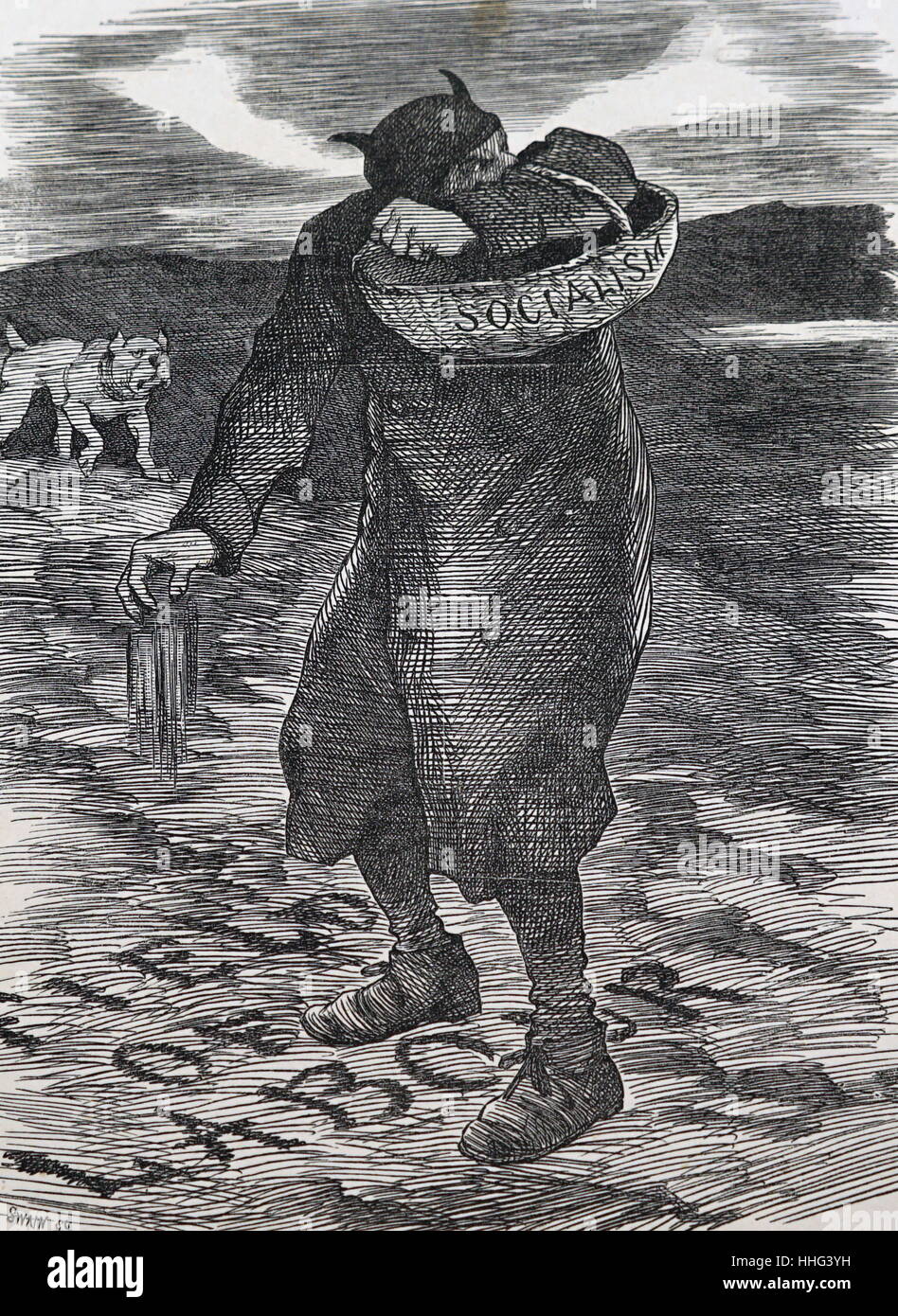 Soulignant l'illustration la peur de socialisme en Grande-Bretagne 1880 Banque D'Images