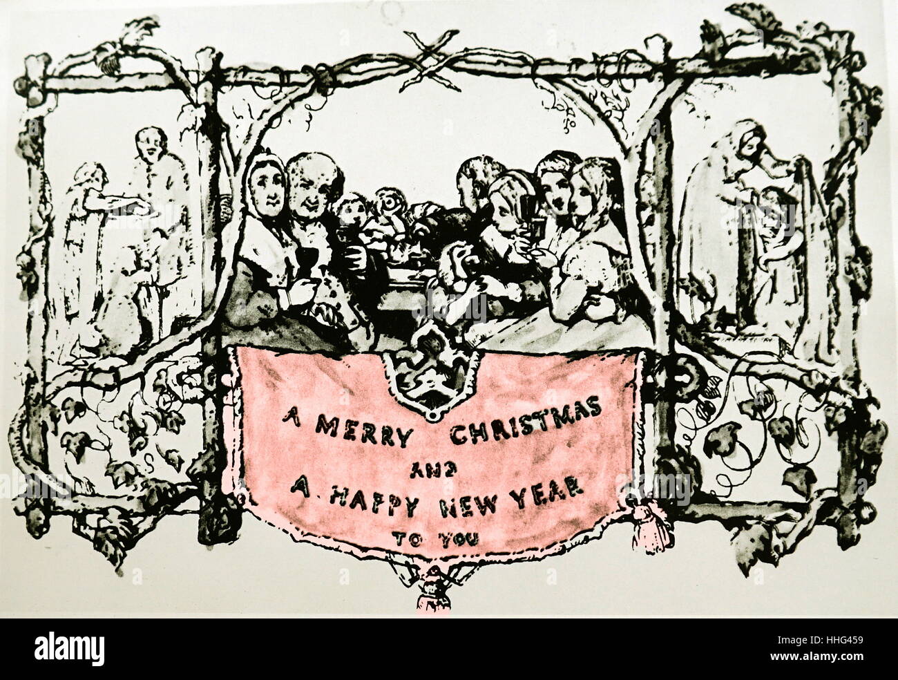 La plus ancienne carte de noël imprimée anglais Banque de photographies et d’images à haute 