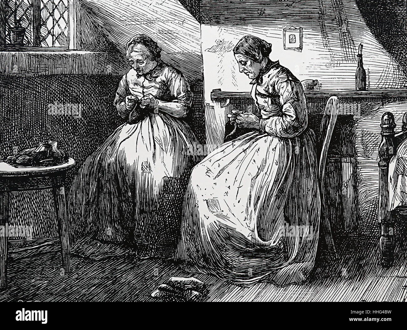 Deux femmes âgées qui vivent dans l'East End de Londres, ce qui en bas et mitaines tricotées. par Frederick Brewtnall Edvard (1846-1902), Londres, 1869. Banque D'Images Deux femmes âgées qui vivent dans l'East End de Londres, ce qui en bas et mitaines tricotées. par Frederick Brewtnall Edvard (1846-1902), Londres, 1869. Banque D'Images
