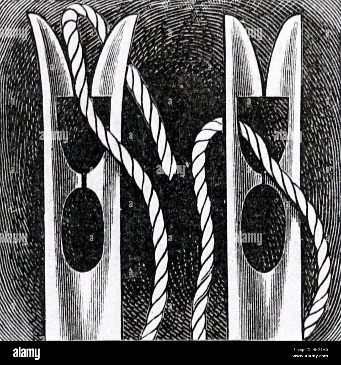 Aiguille filetée facilement. Une fois tiré vers le bas le thread ne glisse pas facilement que la fente se fermer. De Cassell's Magazine, Londres 1888. Banque D'Images