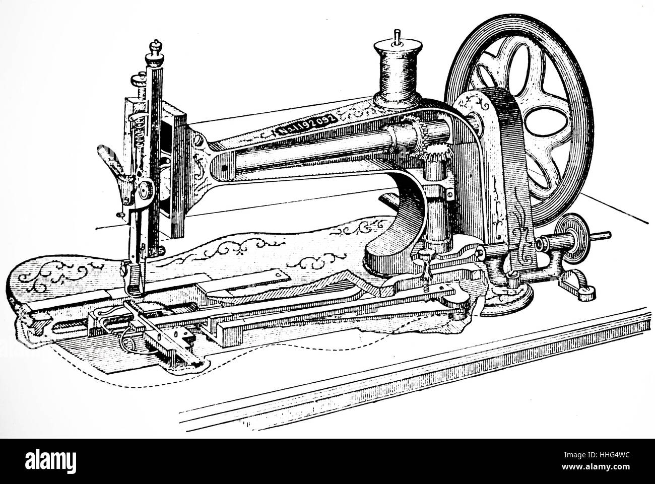 Machine à coudre Singer (1851) qui a breveté un verrou agrafée au moyen  d'une aiguille et d'un aéroport. Londres, en date du 1880 Photo Stock -  Alamy