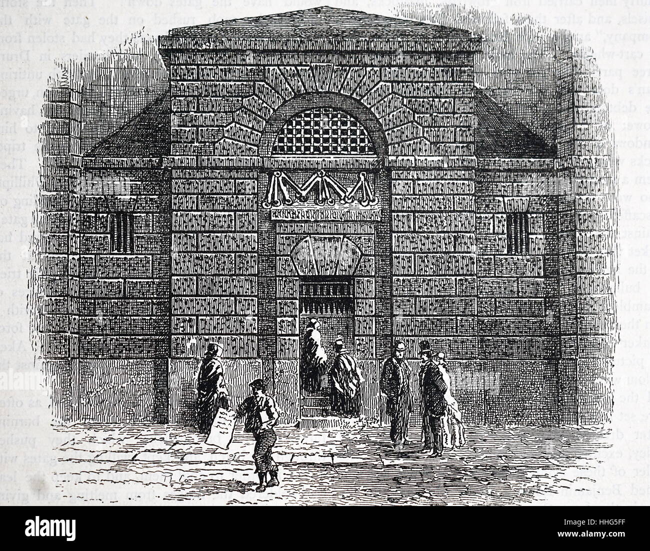 Porte de la prison de Newgate. De Walter Thornbury old and new London. Londres 1881. Banque D'Images