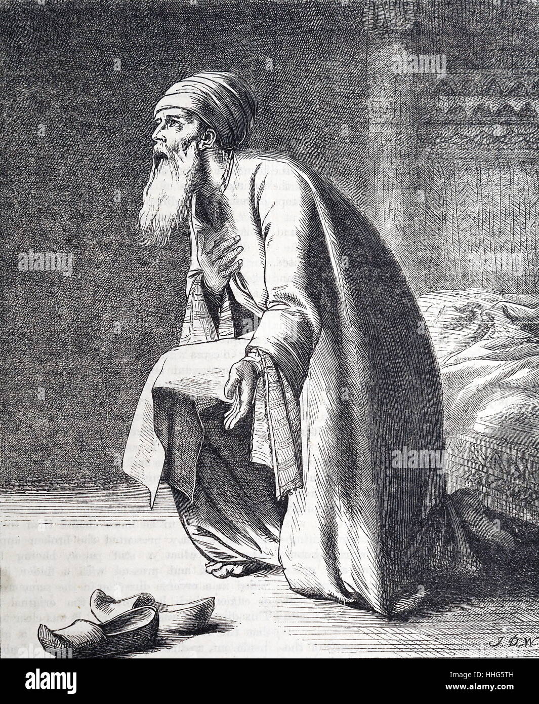 La poésie anglaise : Abou Ben Adhem et l'Ange par James Henry Leigh Hunt (1784-1859). Abou Ben Adhem se réveilla une nuit d'un rêve profond de la paix, et j'ai vu - à l'intérieur de la lune, dans sa chambre, un ange, écrit dans un livre d'or. Banque D'Images