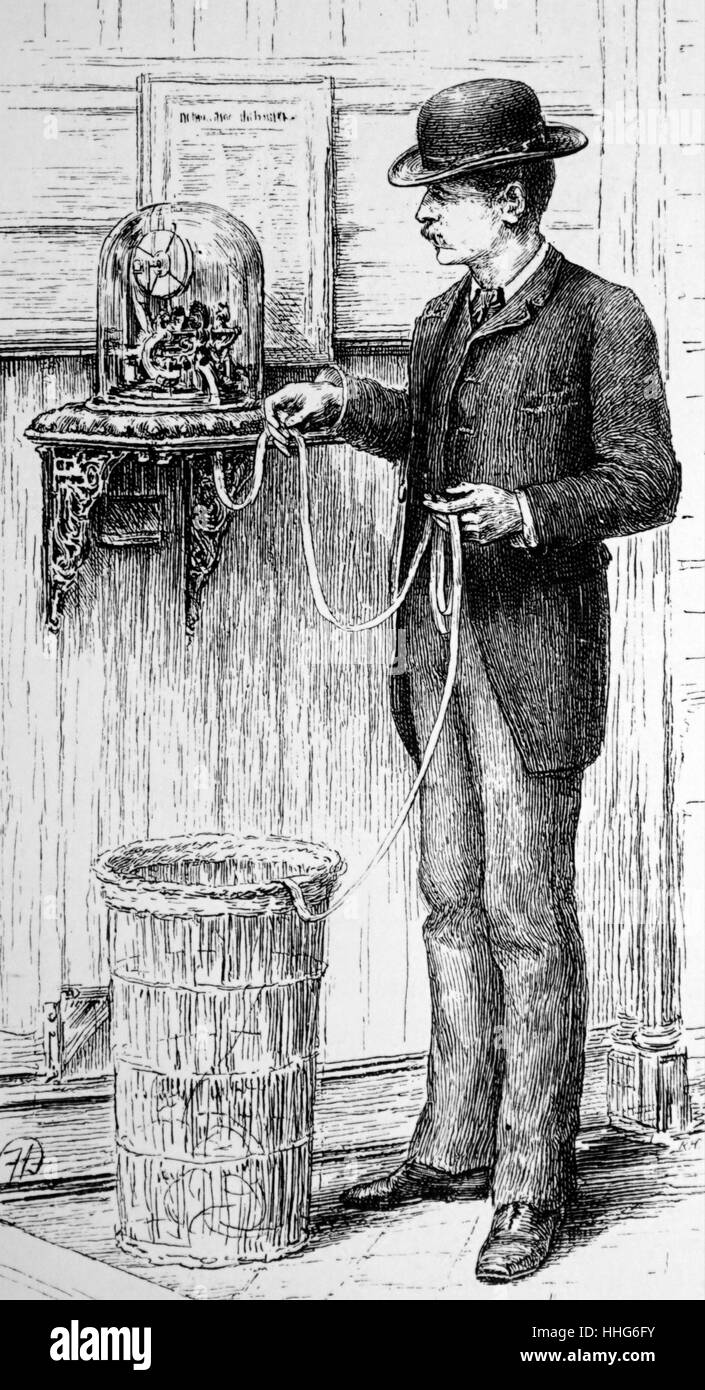 Un téléimprimeur en usage à la Bourse de New York : un instrument d'Edison. Banque D'Images