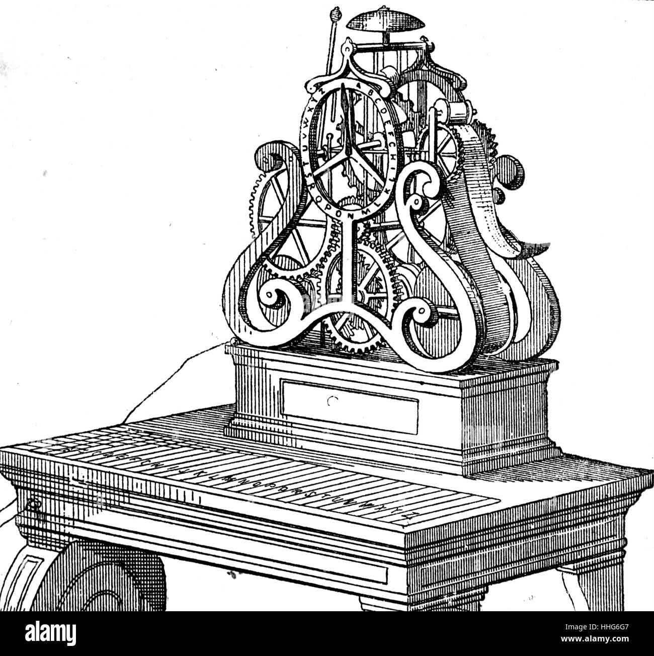 Jacob Brett's electric telegraph impression, breveté en 1845. Banque D'Images