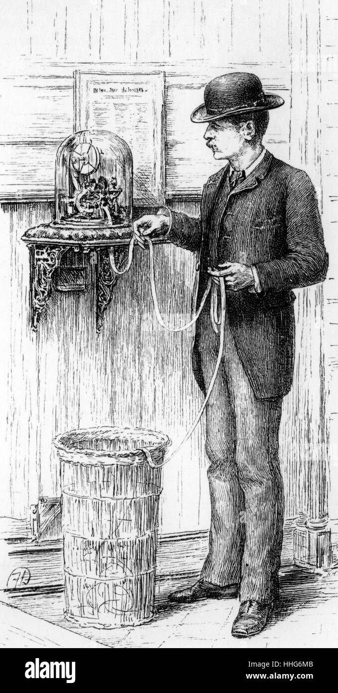 Un téléimprimeur en usage à la Bourse de New York et Edison instrument ; 1885. Banque D'Images