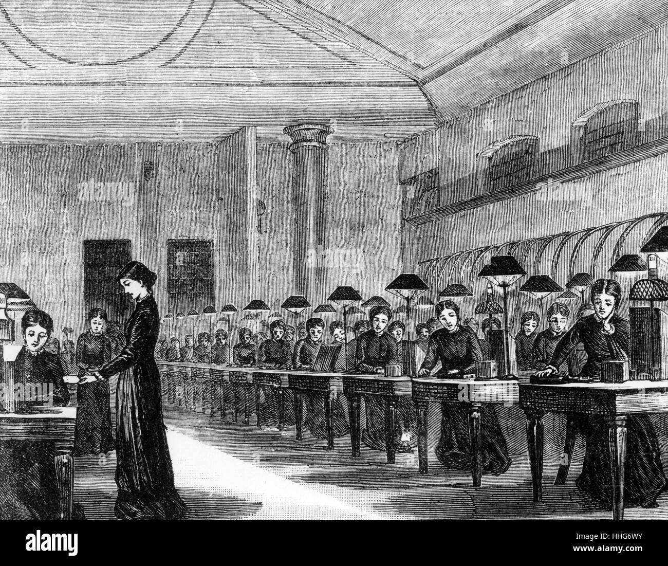 La salle d'opération au bureau de Poste Général ; St Martin's-Le-Grand, Londres. Ouvert en 1874. Banque D'Images