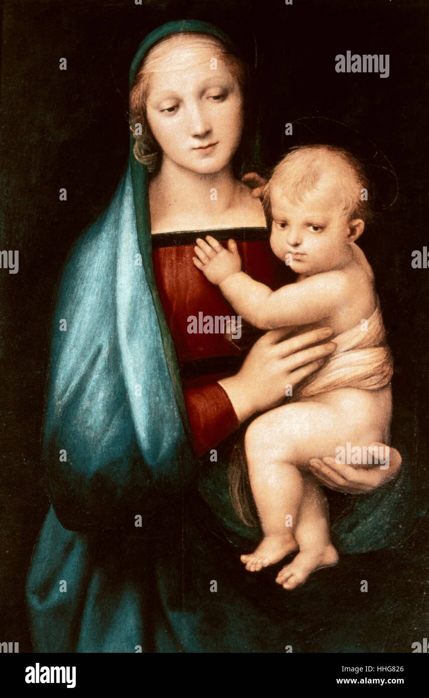 La Madonna del Granduca est une peinture de Madonna par Raffaello Sanzio da Urbino (1483-1520). C'était probablement peinte en 1505, peu de temps après Raphael était arrivé à Florence. L'influence de Léonard de Vinci, dont les oeuvres qu'il a fait la connaissance il y a, peut être vu dans l'utilisation de sfumato. Le tableau appartenait à Ferdinand III, Grand-duc de Toscane Banque D'Images