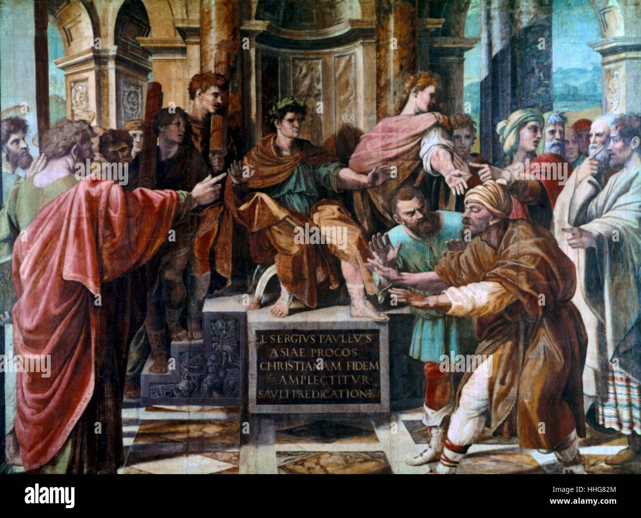 L'insu d'Élymas (dessin animé pour la Chapelle Sixtine) 1515. Peinture ...