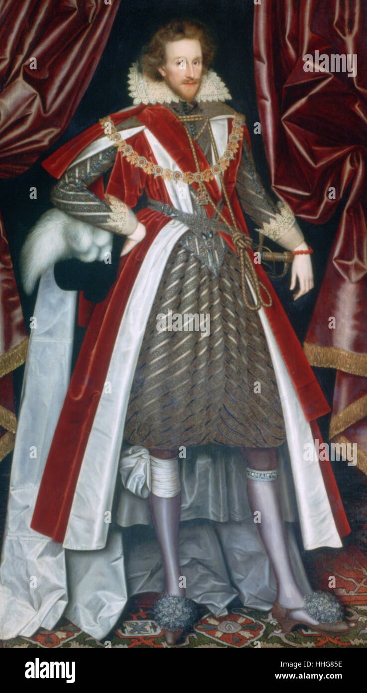 Philip Herbert 4e comte de Pembroke c 1615, par William Larkin (début des années 1580 - 1619), un peintre anglais. Philip Herbert, 4e comte de Pembroke, 1er comte de Montgomery KG (10 octobre 1584[1] - 23 janvier 1650) était un courtisan et homme politique actif pendant le règne de Jacques Ier et Charles Ier. Banque D'Images