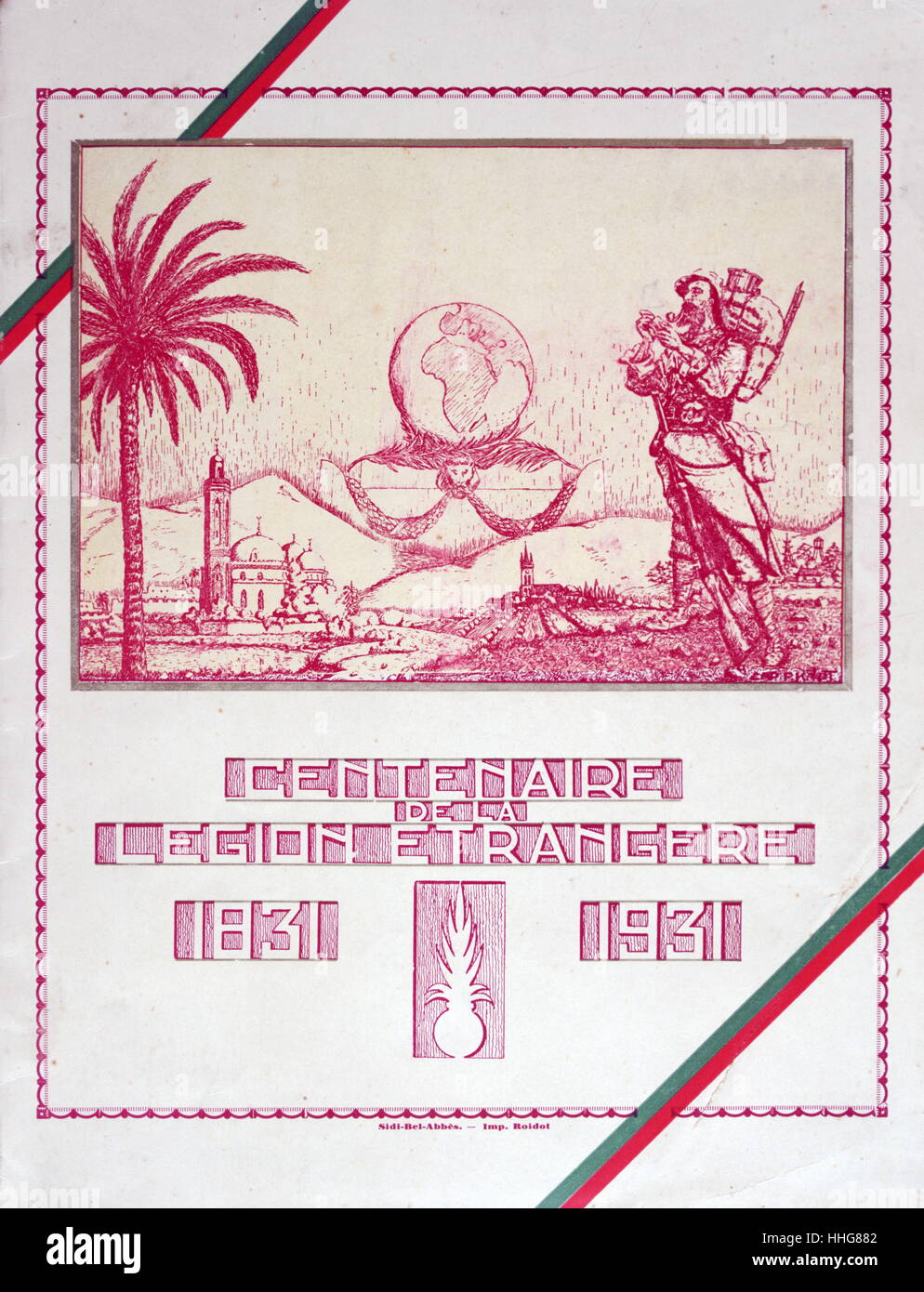 Couverture d'un livre commémoratif célébrant le centenaire de la Légion étrangère française 1931 Banque D'Images