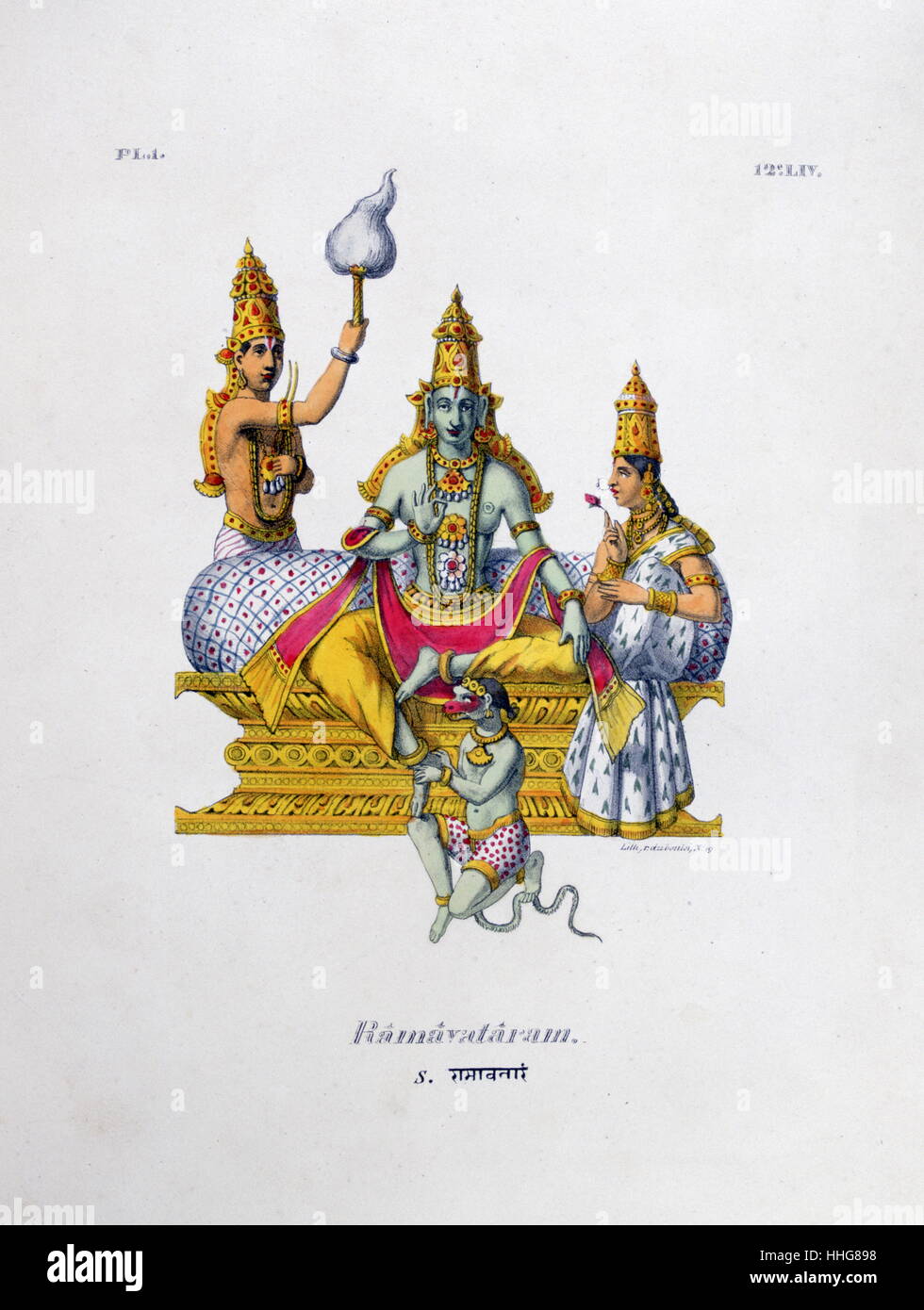 Lithographie de Ramavataram français, aussi appelée Kamba Ramayanam. Sur la base de l'épopée qui 