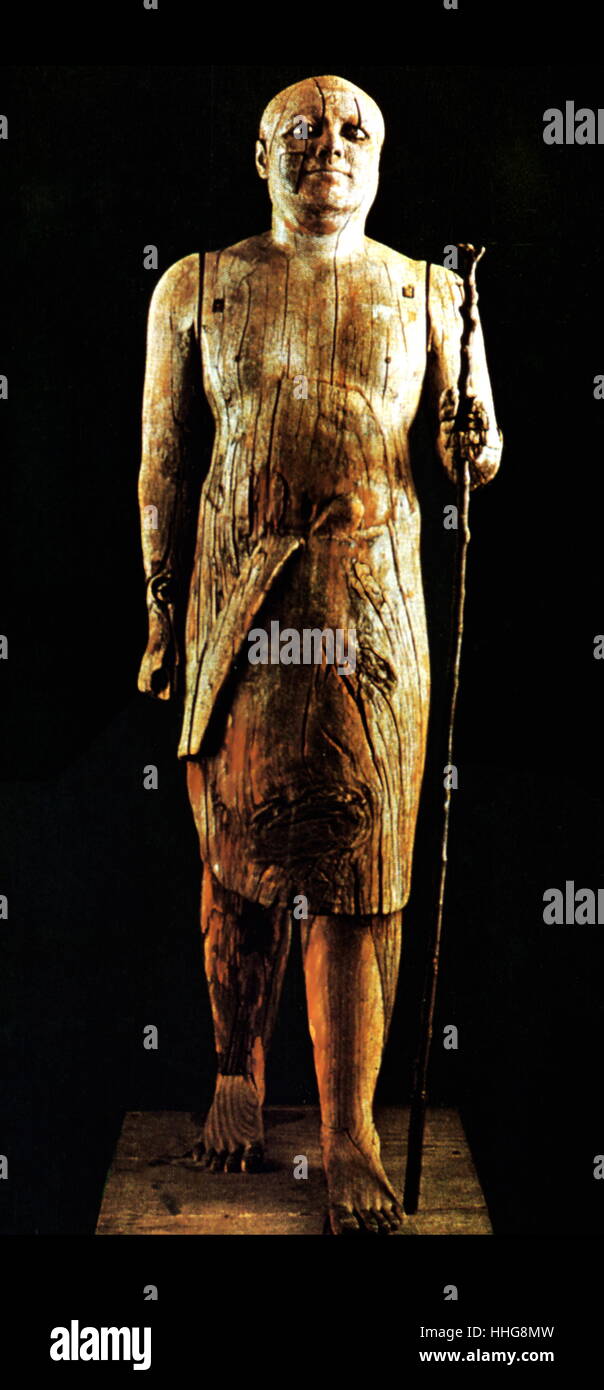 Le maire de la ville, Ka-Apa, (Musée égyptien, Le Caire), en bois polychrome. Il Ka-Apa dépeint, qui était prêtre de la cinquième dynastie vers 2400 av. Banque D'Images