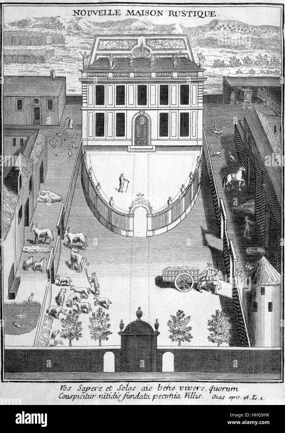 Nouvelle maison de campagne en France. 18ème siècle illustration 1775 Banque D'Images