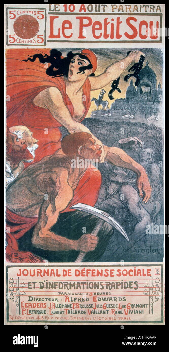 Conception de la couverture de l'Art Nouveau par Steinlen, pour un magazine français "Le Petit Sou' 1900 Banque D'Images