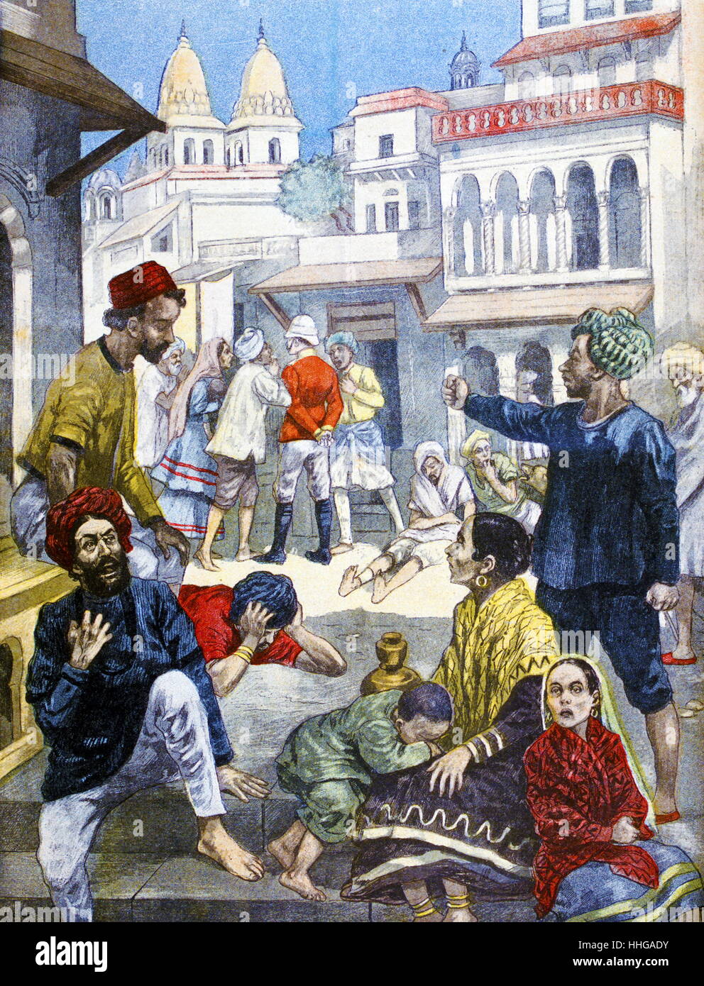 Illustration montrant la famine et la faim en a jugé l'Inde 1900 Banque D'Images