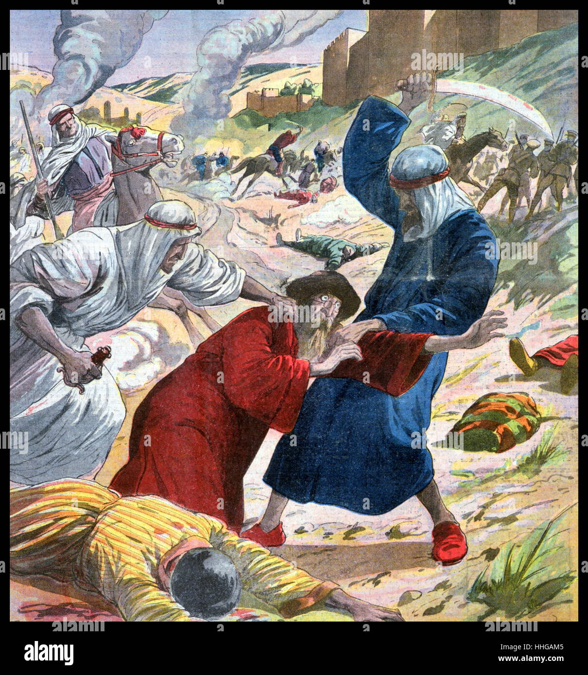 Le magazine français illustration, montrant les Arabes à attaquer les Juifs dans la ville de Jérusalem au cours des émeutes de la Palestine en 1929 Banque D'Images