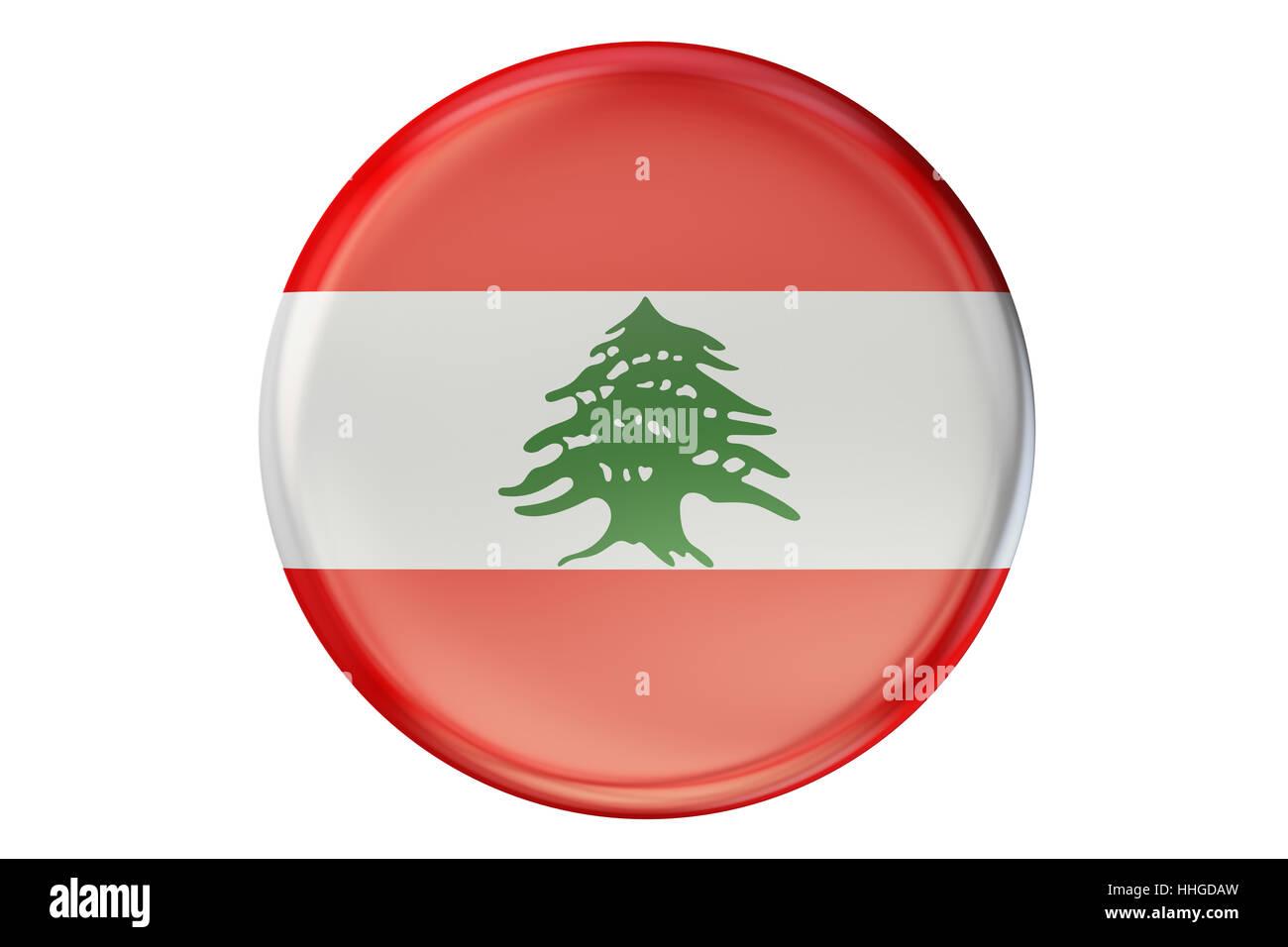 Badge avec le drapeau du Liban, rendu 3D isolé sur fond blanc Banque D'Images