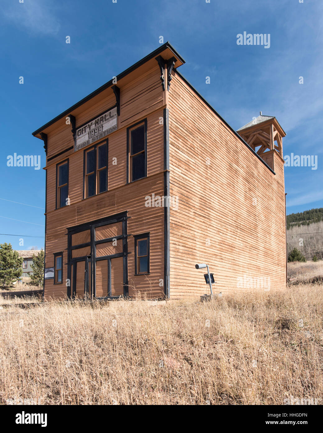 L'Hôtel de ville et la Caserne Bâtiment dans Goldfield, Colorado, USA Banque D'Images