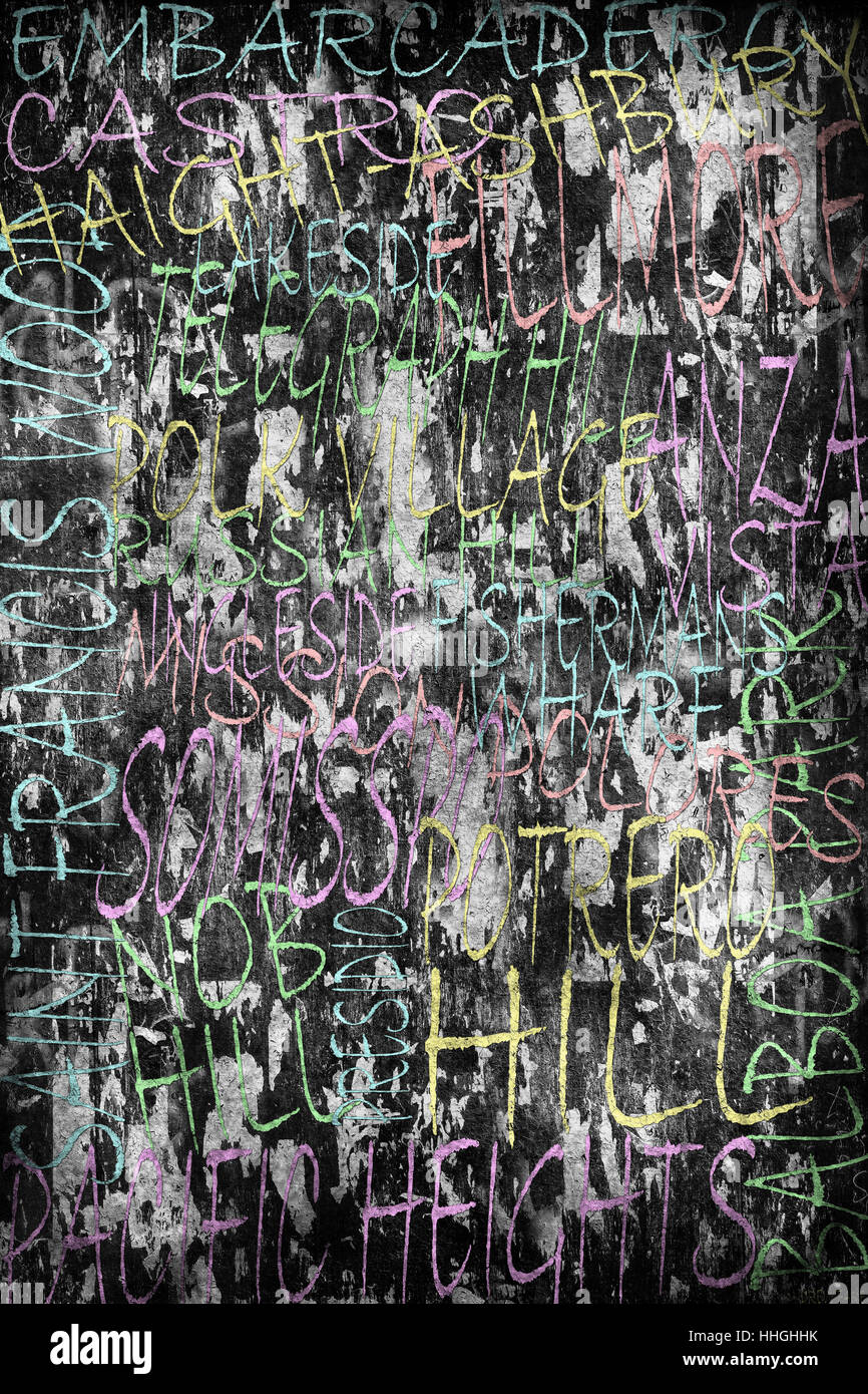 Style Graffiti typographie des quartiers de San Francisco Banque D'Images