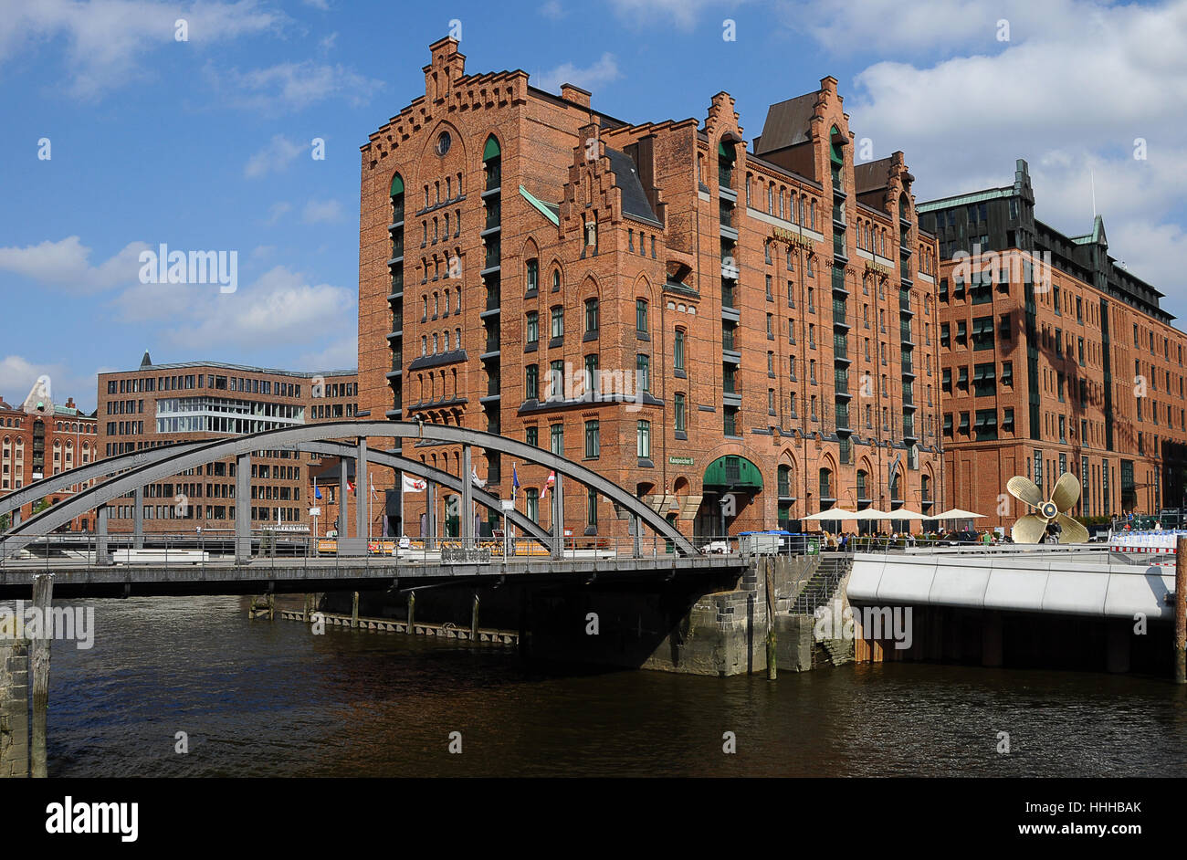 Bridge, maritime, musée, Hambourg, historique, maritime, pont, nouveau, musée, Banque D'Images