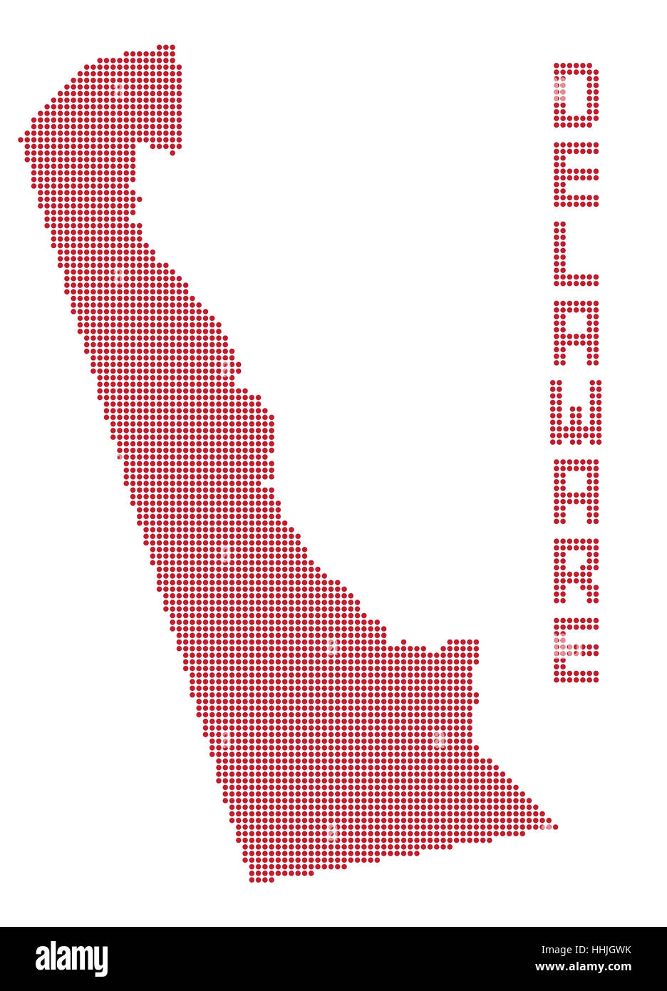Un point Plan de Delaware state isolé sur fond blanc Banque D'Images
