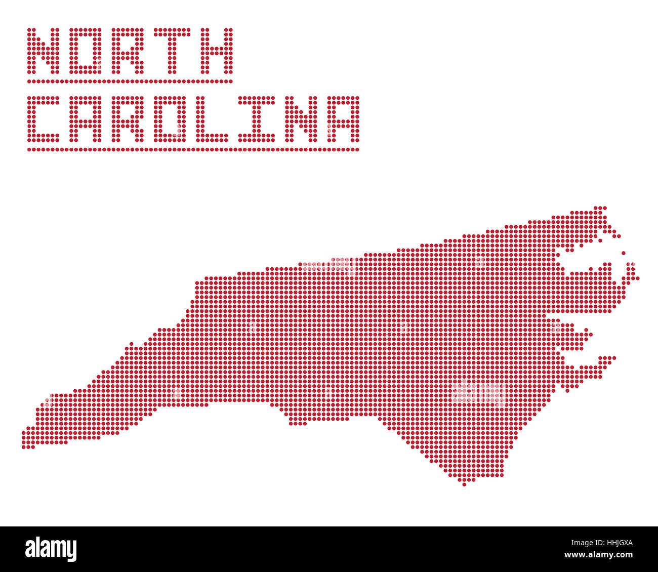 Un point Plan de North Carolina State isolé sur fond blanc Banque D'Images