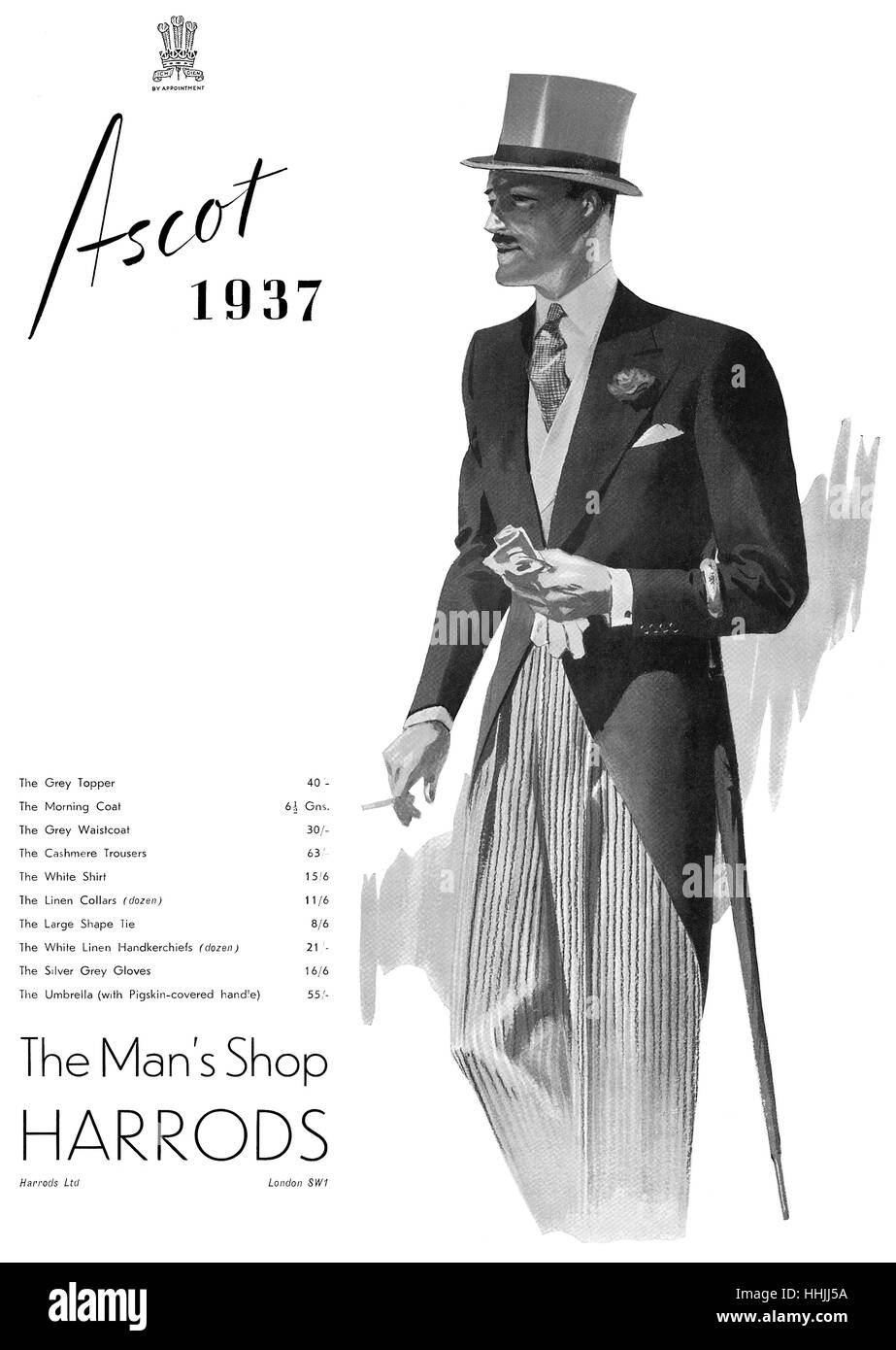 1937 La publicité pour Harrods Man's Shop Banque D'Images