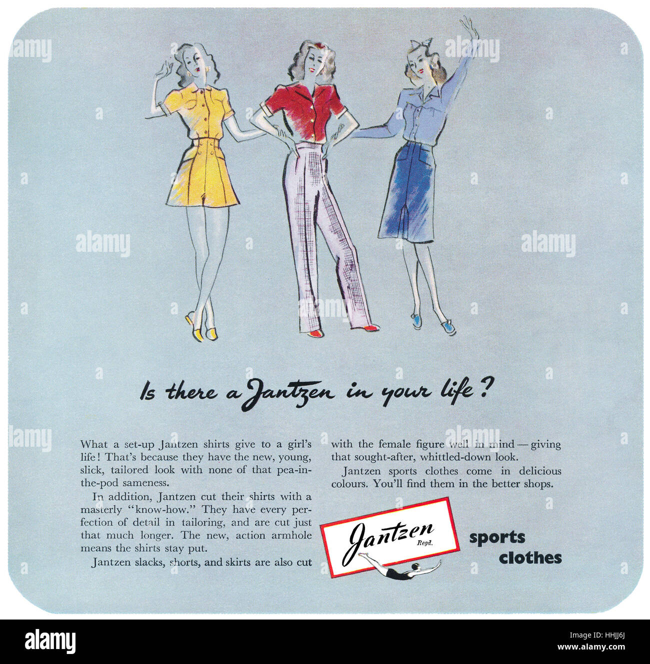 1946 La publicité pour les vêtements Jantzen Banque D'Images